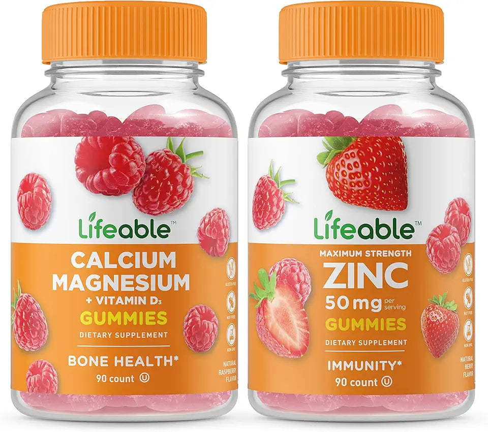 Calcium Magnesium Zinc 50mg Gummies Vitamin Supplement Gluten Free Q5128