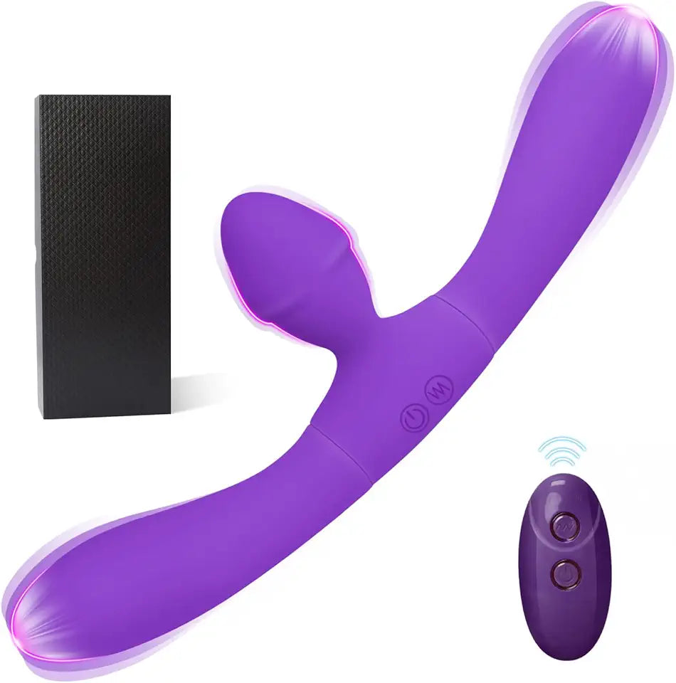 Vibrating Double Ended G-Spot Dildo Vibrator with Anal Plug (Purple) Q557