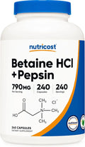 Betaine HCl + Pepsin 790mg 240 Capsules Gluten Free Non-GMO U64835