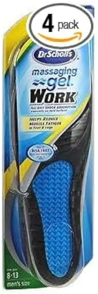 Massaging Gel Work Insoles Men's Size 8-13 Pack of 4 V884