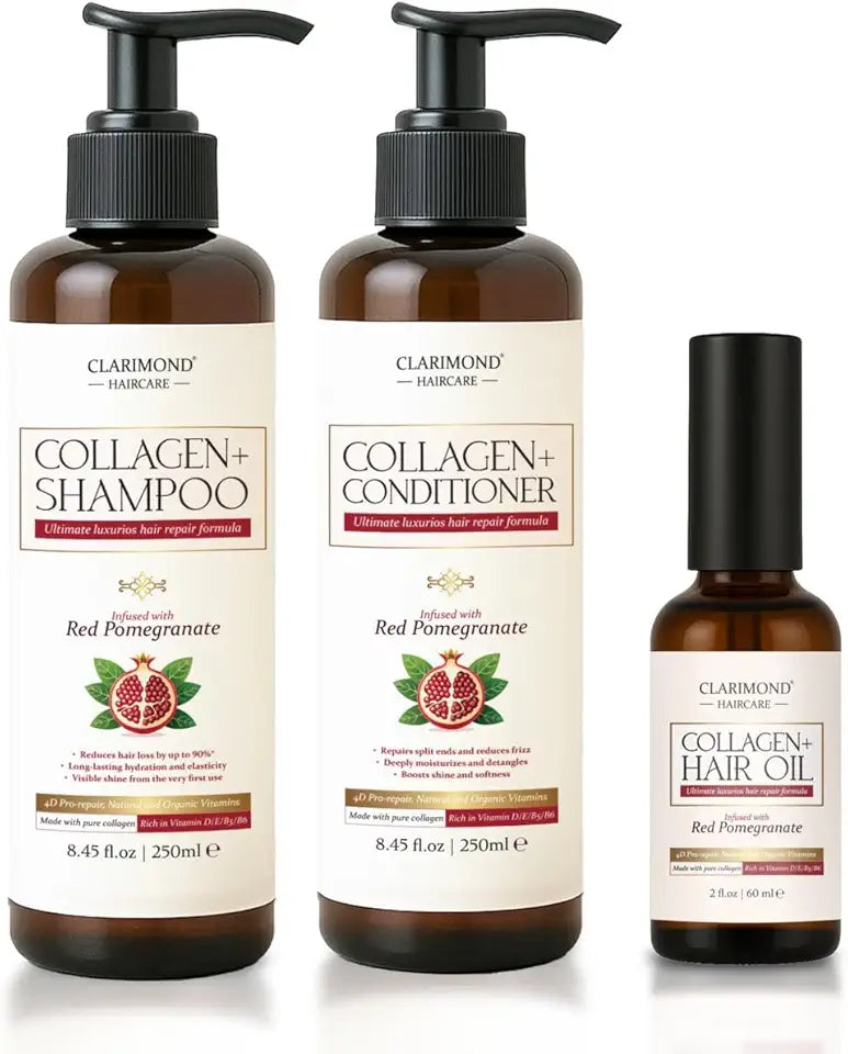 Shampoo, Conditioner & Hair Oil Set with Collagen, Keratin & Vitamins B39282