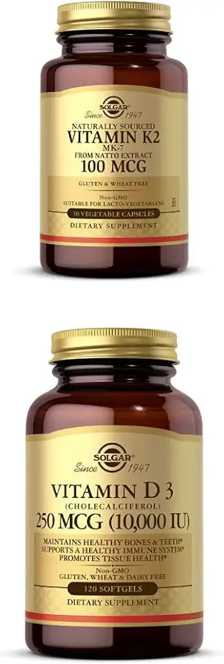 Vitamin K2 100mcg 50 Vegetable Capsules, Vitamin D3 250 MCG 120 Softgels N61378