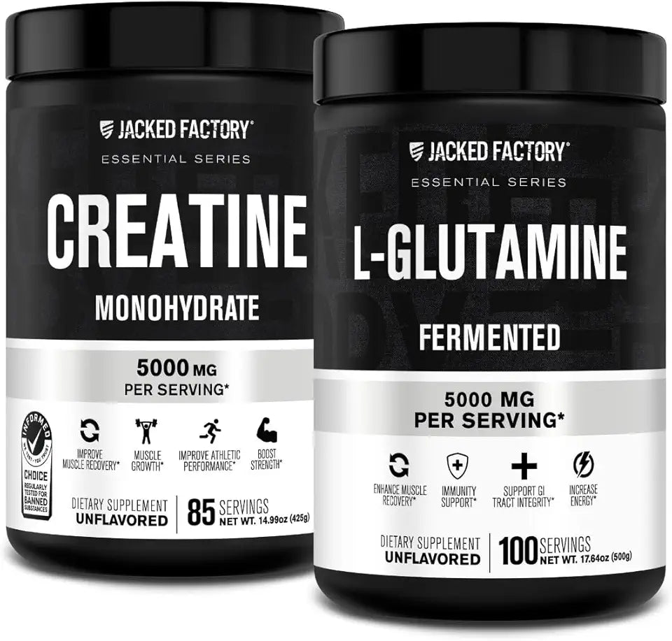 Creatine Monohydrate Powder 425g & L-Glutamine Supplement 500g Unflavored E7966