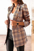 Plaid Print Buckle Turndown Collar Outerwear R164560